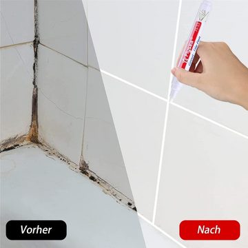 Alster Herz Fugenspachtel 2x Fugenstift Reparatur Marker, für Fliesen Wand Boden Bad Küche H0126 (2x Weiß-St) 7ml, wasserfest, schnell trocknend