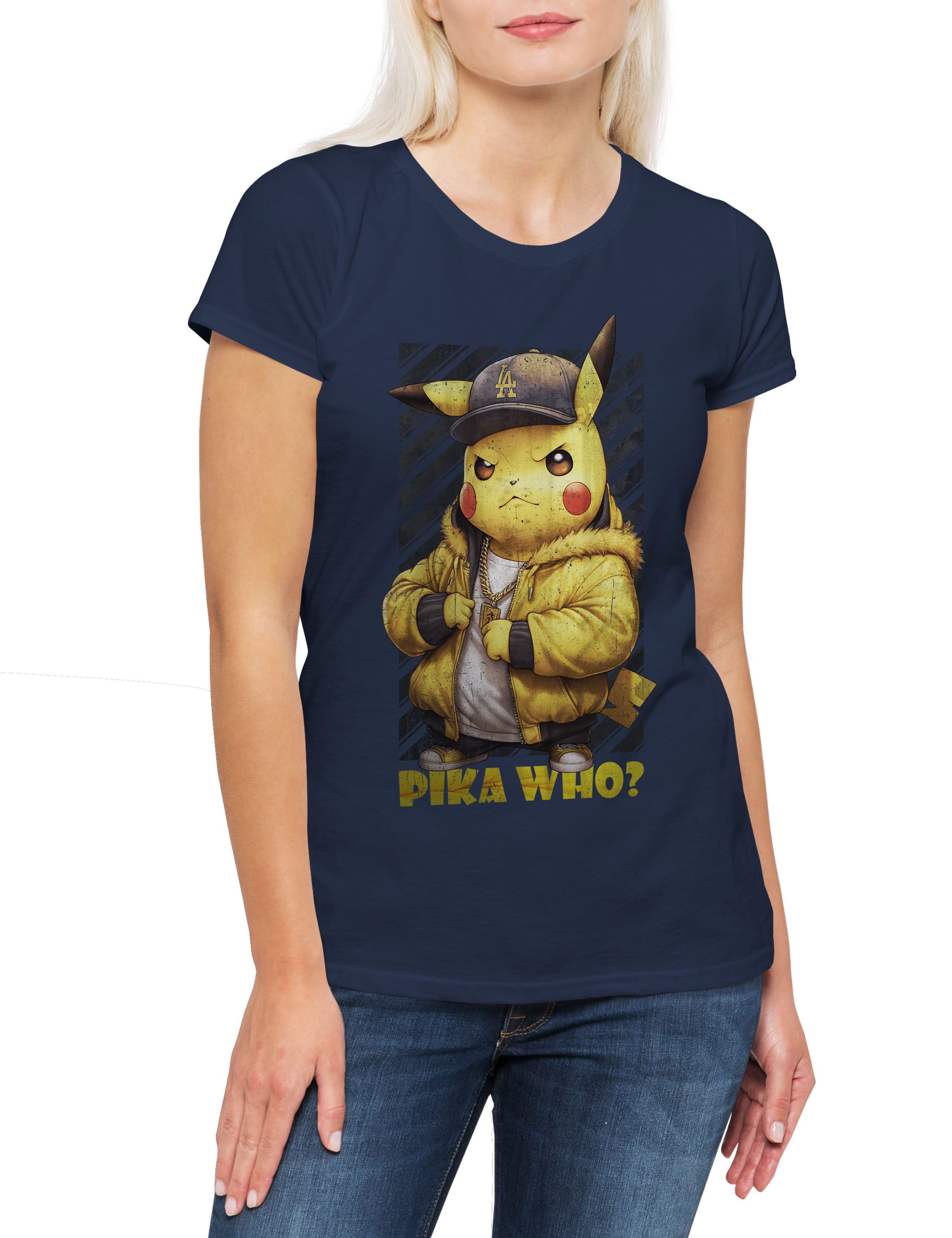 Print-Shirt Poke Mobster Damen T-Shirt Mond Ball Anime Gangster Go Trainer