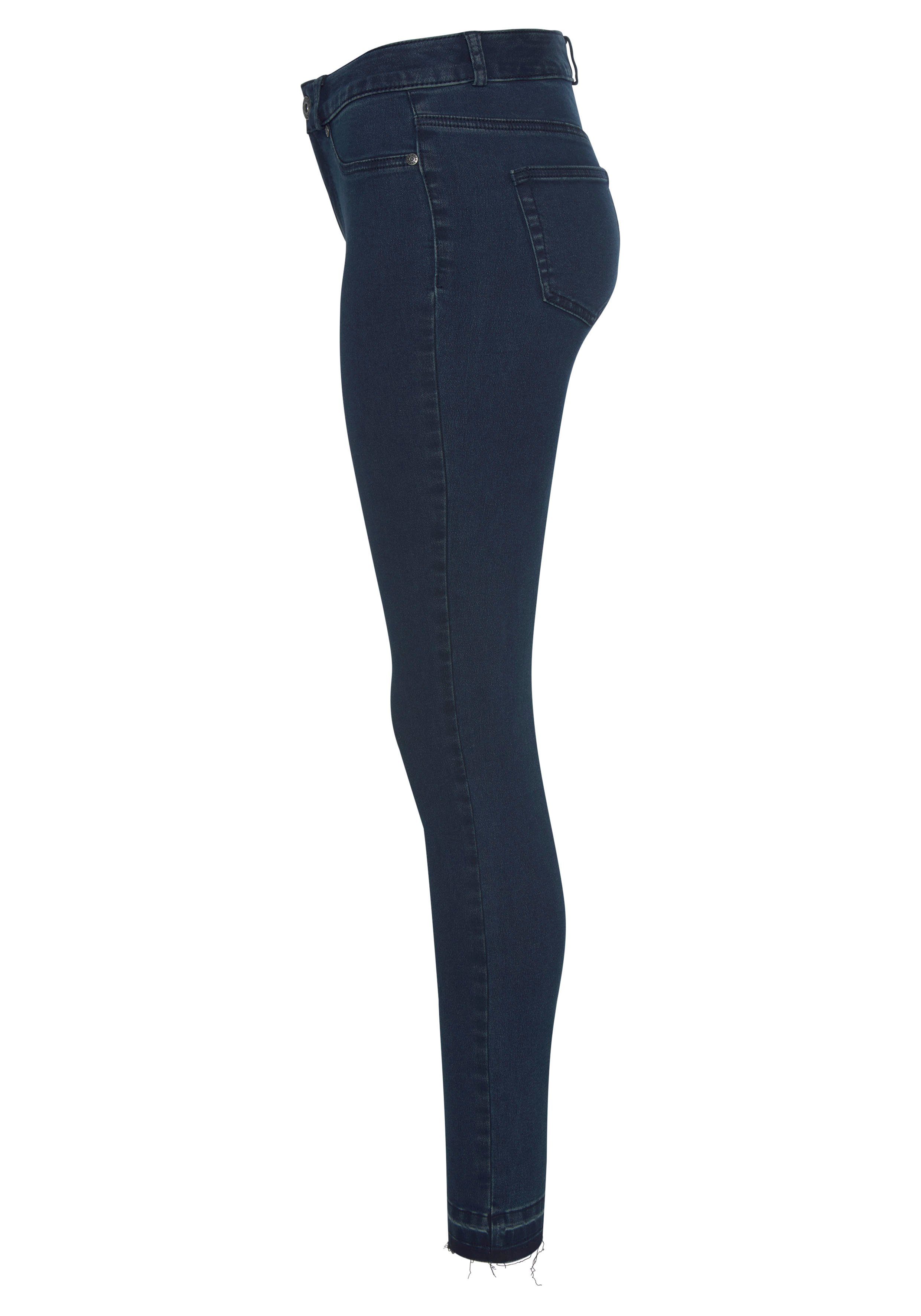 Saum offenem High darkblue Ultra mit Stretch Skinny-fit-Jeans Waist Arizona