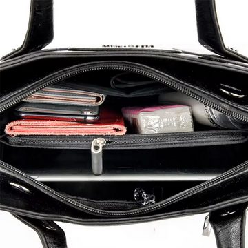 SHG Handtasche ⌂ Damen Umhängetasche Shopper Schultertasche Henkeltasche Handtasche (Farbe: Schwarz), Freizeit Reise Sport Arbeit Schule Uni