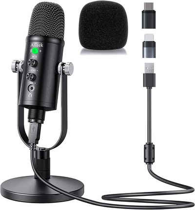 Aveek Streaming-Mikrofon, Kondensatormikrofon kompatibel mit Smartphone mit Geräuschunterdrückun