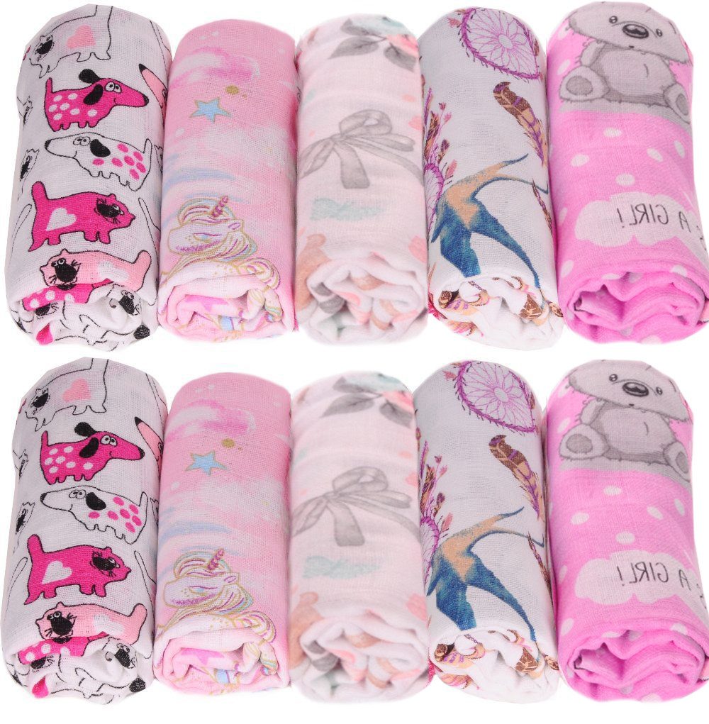 La Bortini Stoffwindeln 10er Pack Spucktücher Baby Mullwindeln Stoffwindeln Babytücher, aus reiner Baumwolle, große Packung