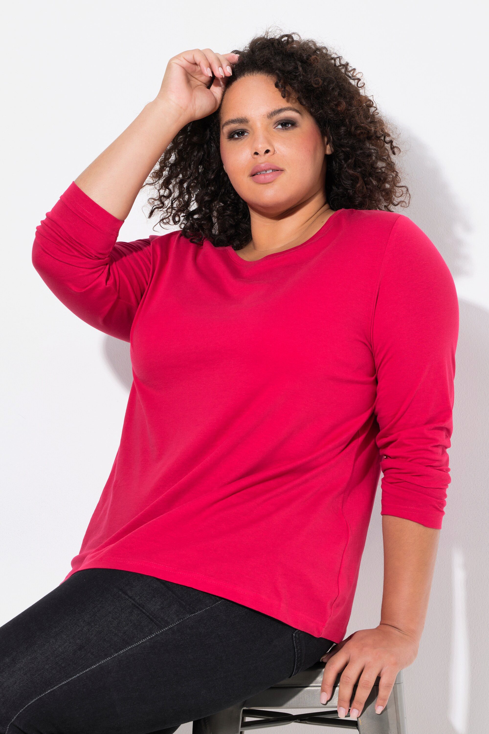 Ulla Popken T-Shirt Shirt Slim Rundhalsausschnitt Langarm – Bild 4 von 5