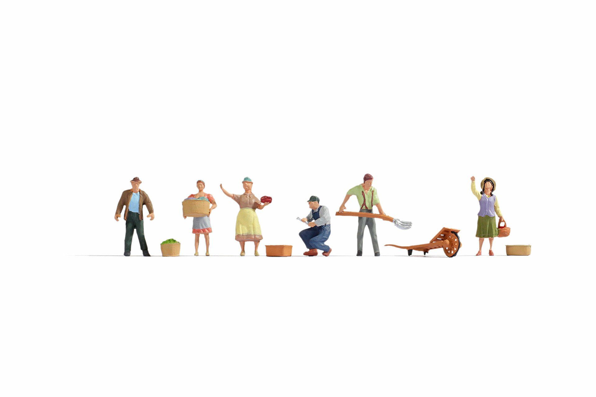 Dekofigur Bauern, Miniatur-Figuren H0, 1:87 mit Zubehör für