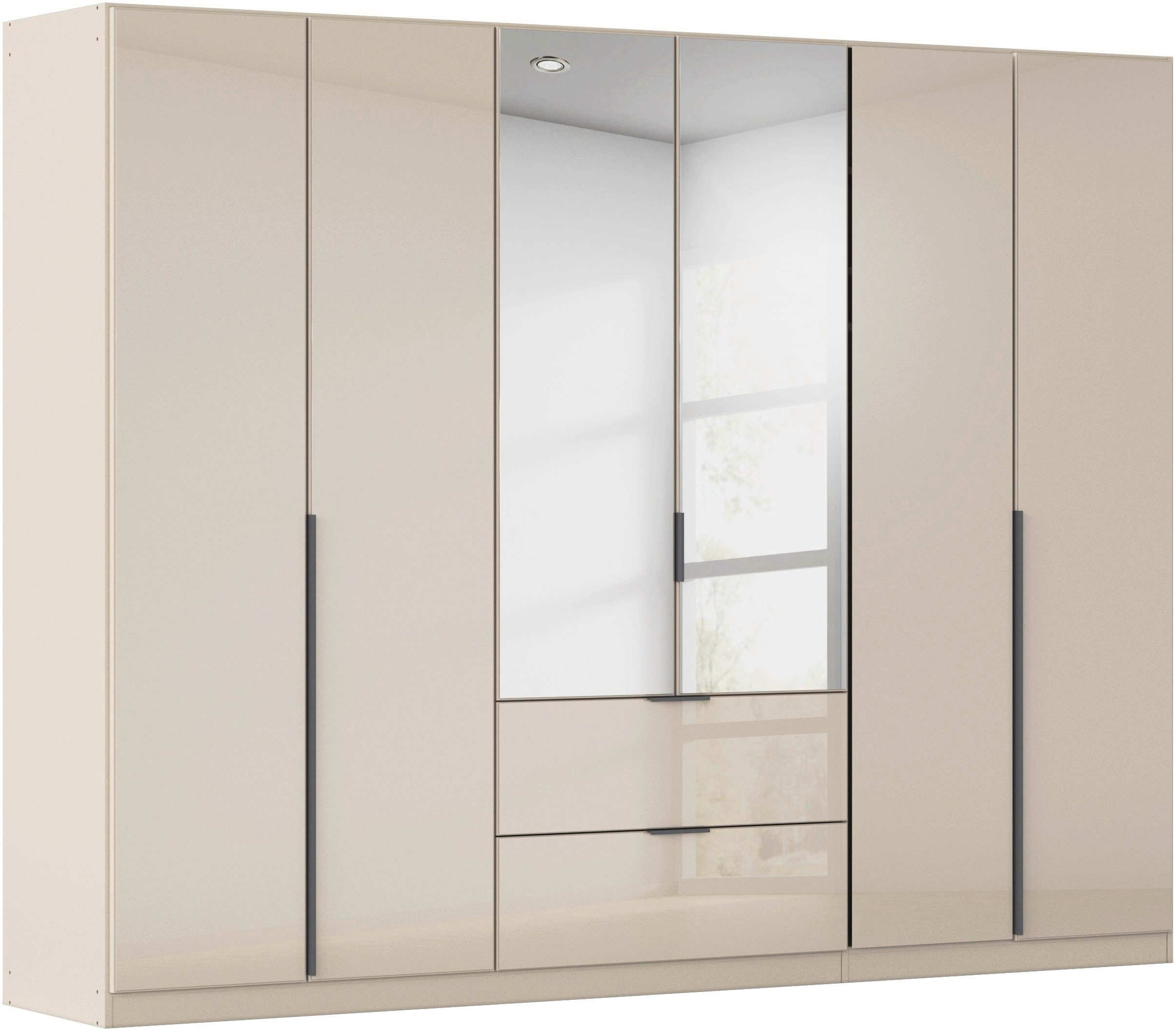 OTTO home Drehtürenschrank Kleiderschrank Kleiderschränke Schrank Garderobe AGORDO mit Glasfront (in zwei Griff-Farben, Breiten 91-360 cm) mit Außenschubkästen, in 7 Breiten und 2 Höhen MADE IN GERMANY
