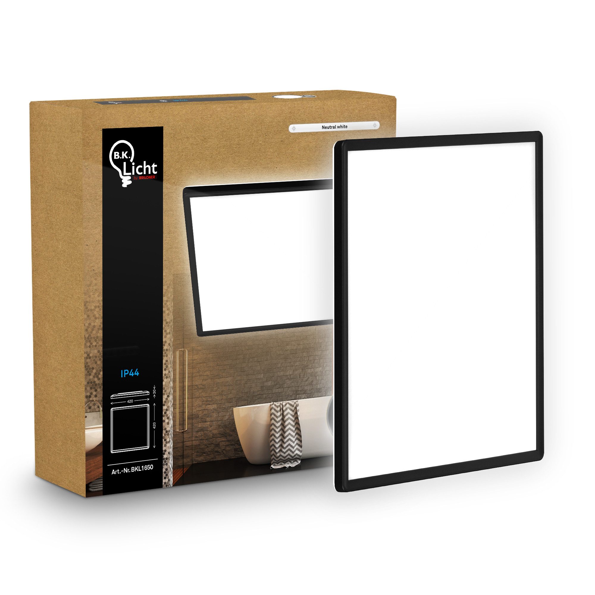 B.K.Licht LED Deckenleuchte Panel Flach 30mm Backlight Effekt LED Deckenlampe Wohnzimmer, LED fest integriert, 4000K - Neutralweiß, versch. Größen & Farben, Badezimmer, Küche, Wohnzimmer, Kinderzimmer