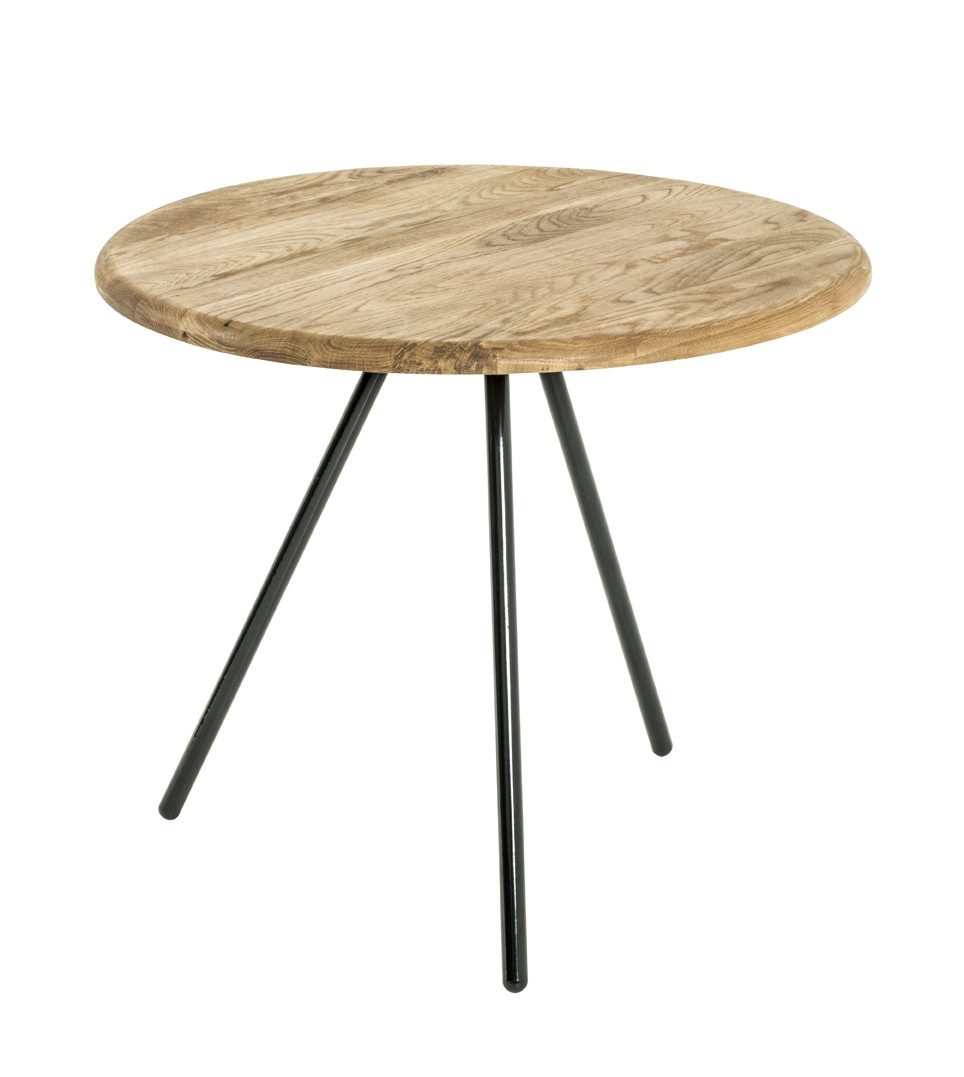 HAKU Beistelltisch Beistelltisch Massiv - Sofatisch Metall, schwarz - H 43 x Ø 50 cm (1 Stück), Beistelltisch aus Massivholz, Sofatisch, Wohnzimmertisch