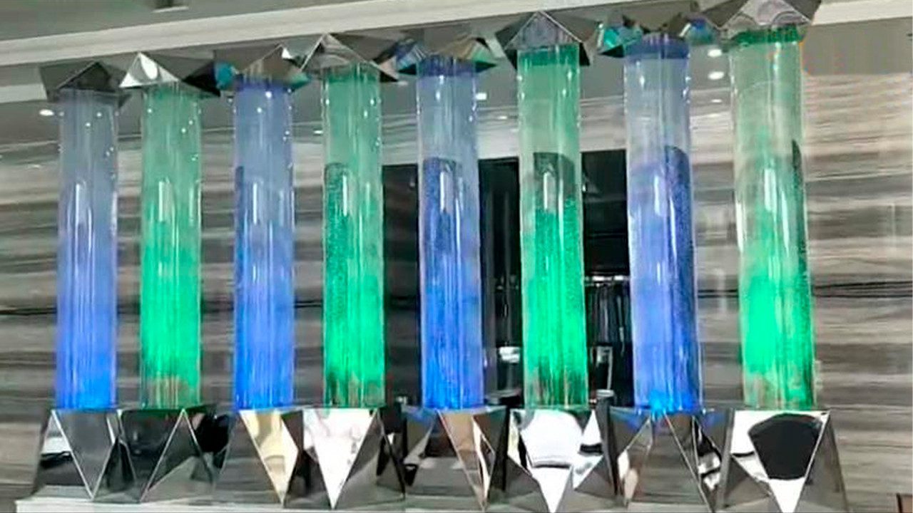 Xlmoebel Zierbrunnen Grosse Wasserwand-Säule XXL mit LED-Beleuchtung Trennwand 50x300cm, (Säule), Hergestellt in Europa