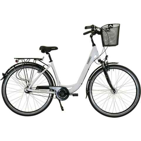 HAWK Bikes Cityrad HAWK City Wave Deluxe Plus White, 7 Gang Shimano Nexus Schaltwerk, für Damen und Herren