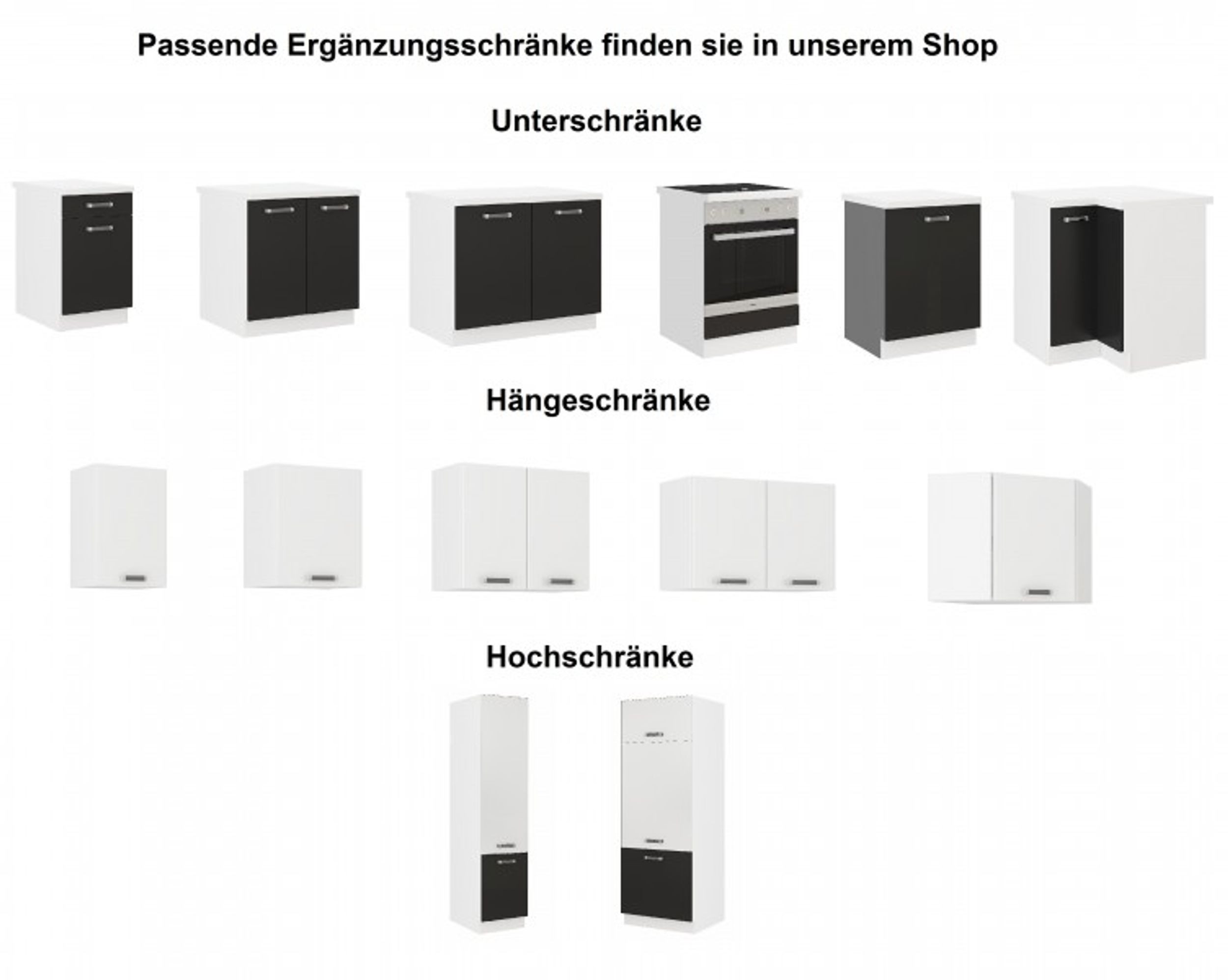 Küchen-Preisbombe Unterschrank 80 cm Küche Omega Schwarz Weiss Küchenzeile Einbauküche Küchenzeile – Bild 4 von 4