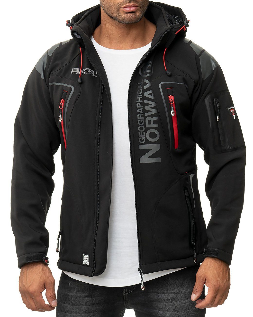 Geographical Norway Softshelljacke Herren Outdoor Jacke batechno (1-St) mit Kapuze schwarz