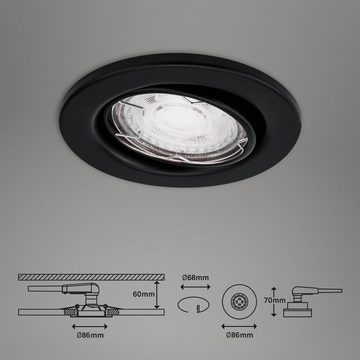 Briloner Leuchten LED Einbauleuchte 7147-035, LED wechselbar, Warmweiß, Einbauleuchte 3er SET schwenkbar IP23 Ø 8,6cm