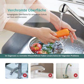 EMKE Küchenarmatur Ausziehbar mit 2 Strahlarten Spültischarmatur Einhebel Wasserhahn 360° Schwenkbar Spültischarmatur Küche Armatur mit Geschirrbrause
