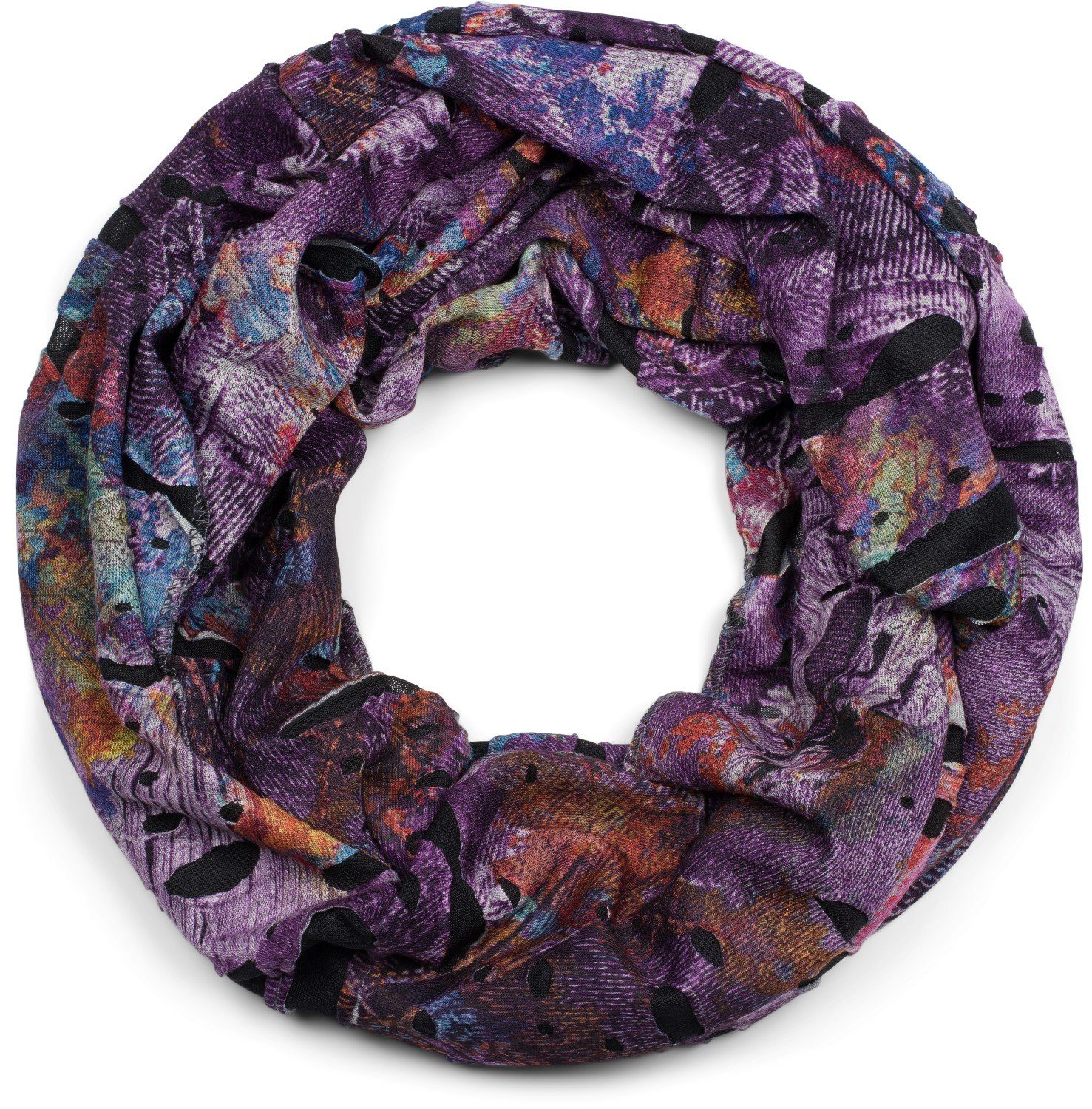 styleBREAKER Loop, (1-St), Loop Schal mit Farbklecksen in Destroyed Optik Violett-Pink-Blau