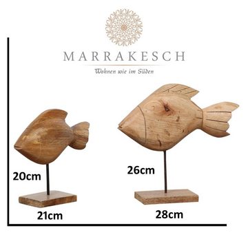Marrakesch Orient & Mediterran Interior Tierfigur 2er SET Fisch Deko Aufsteller 28cm Groß, Dekoobjekt Fisk Tischdeko