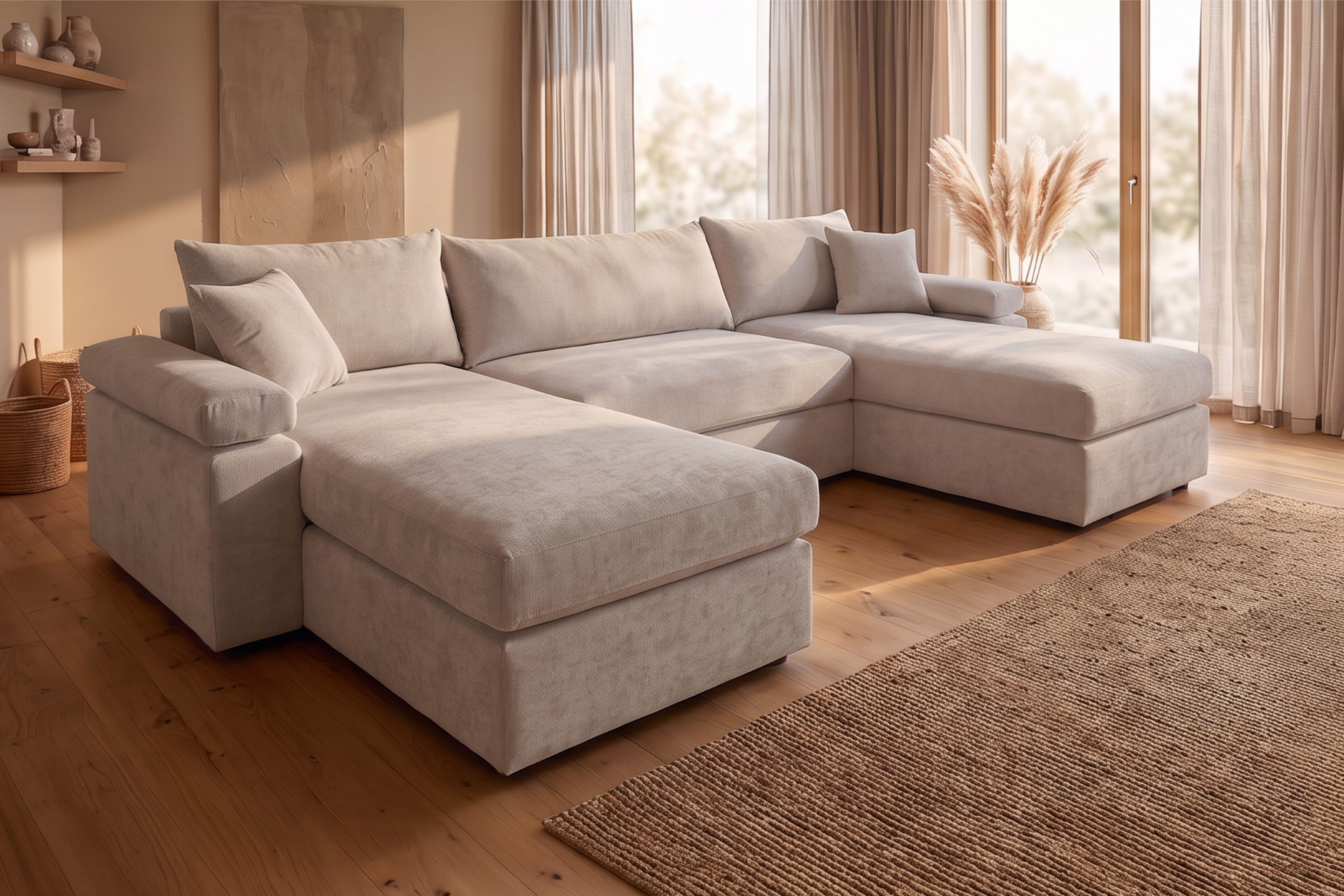 OTTO home Wohnlandschaft Cosy U-Form, B: 309 cm, XXL-Wohnlandschaft mit Federkern, 2 Zierkissen, Mega-Sofa, Cord oder Struktur weich, …
