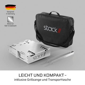 Stack Grill Holzkohlegrill stack /// grill - steckbarer Kompaktgrill aus Edelstahl - Mobilgrill