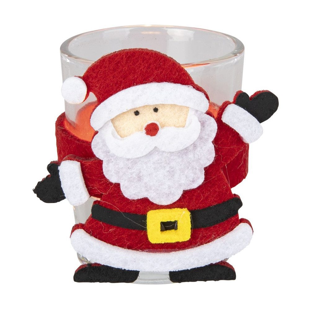MICA Windlicht Teelichtglas - Weihnachtsmann - rot/weiß/klar - ca. 4 x 6 cm günstig online kaufen