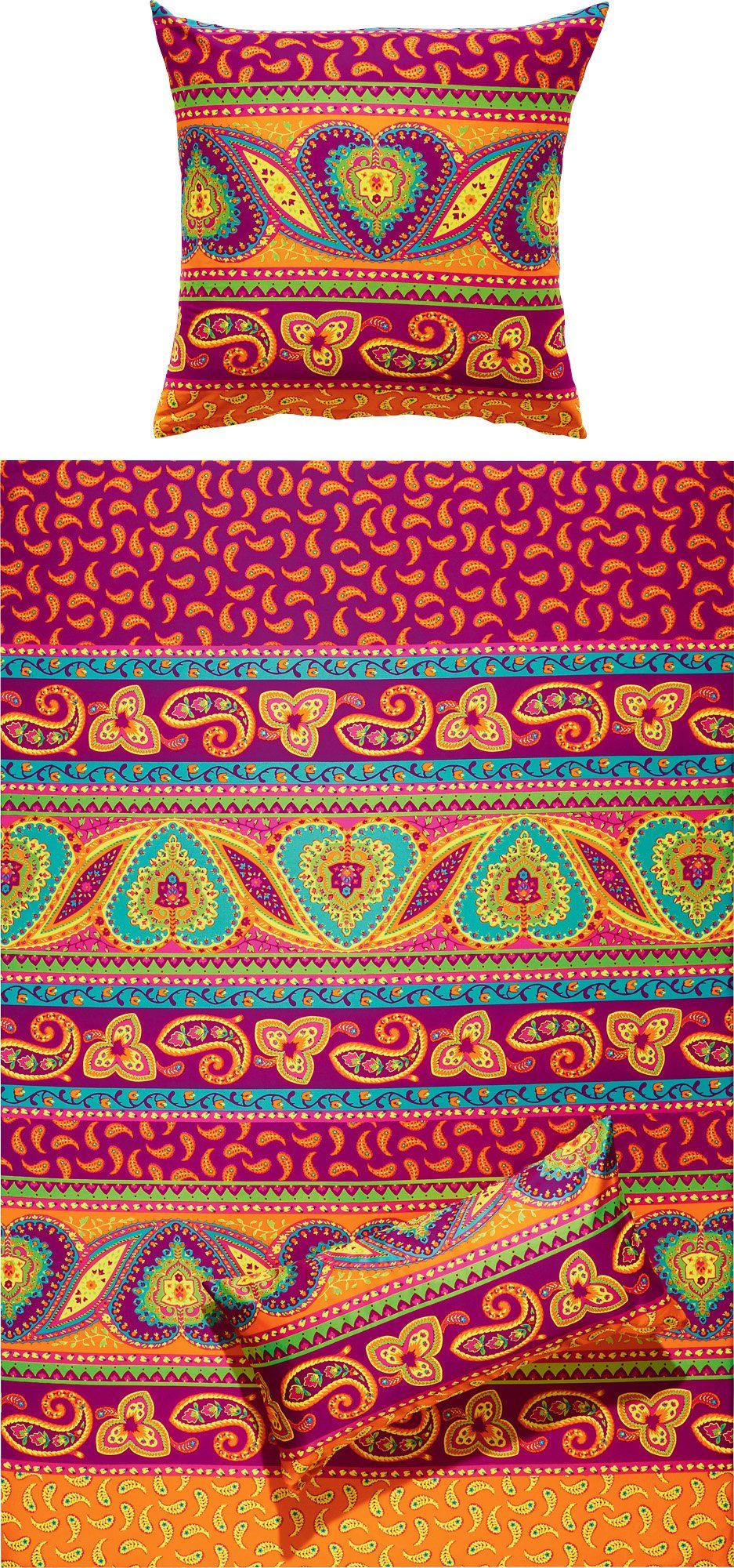 REDBEST Bettwäsche Bettwäsche, Mako-Satin, Satin Paisley/Ornamente