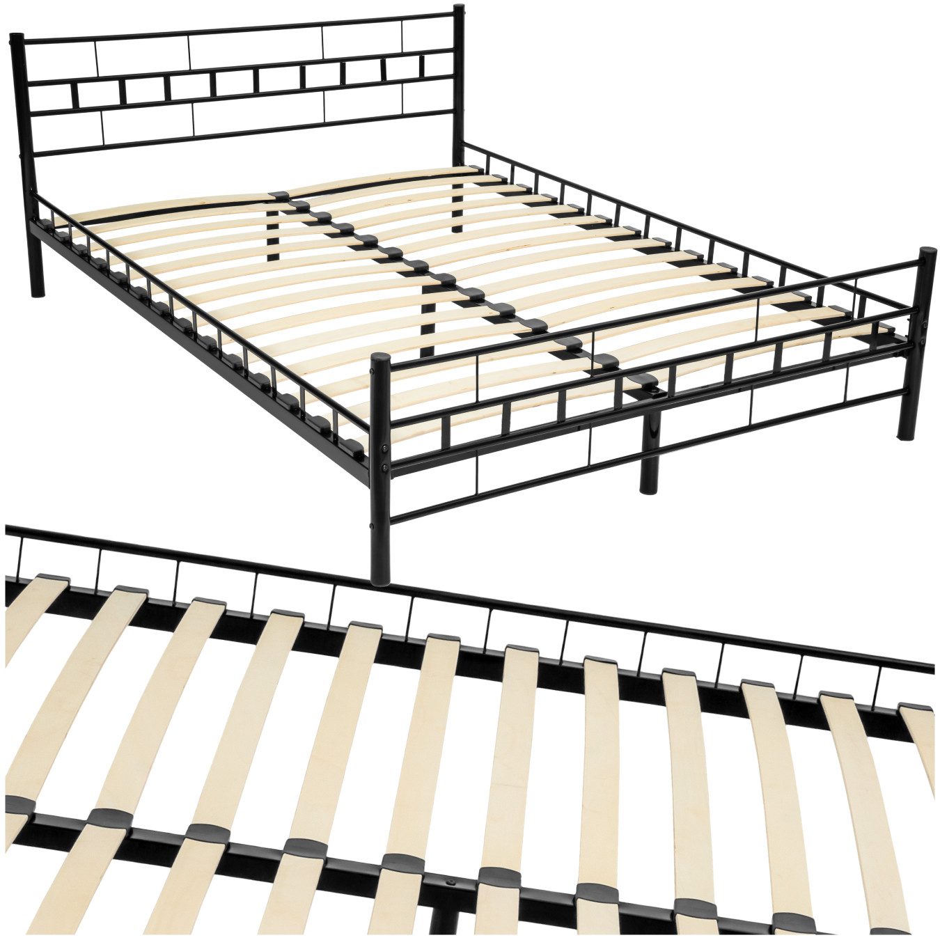 tectake Bettgestell Metallbett, robustes Stahlgestell