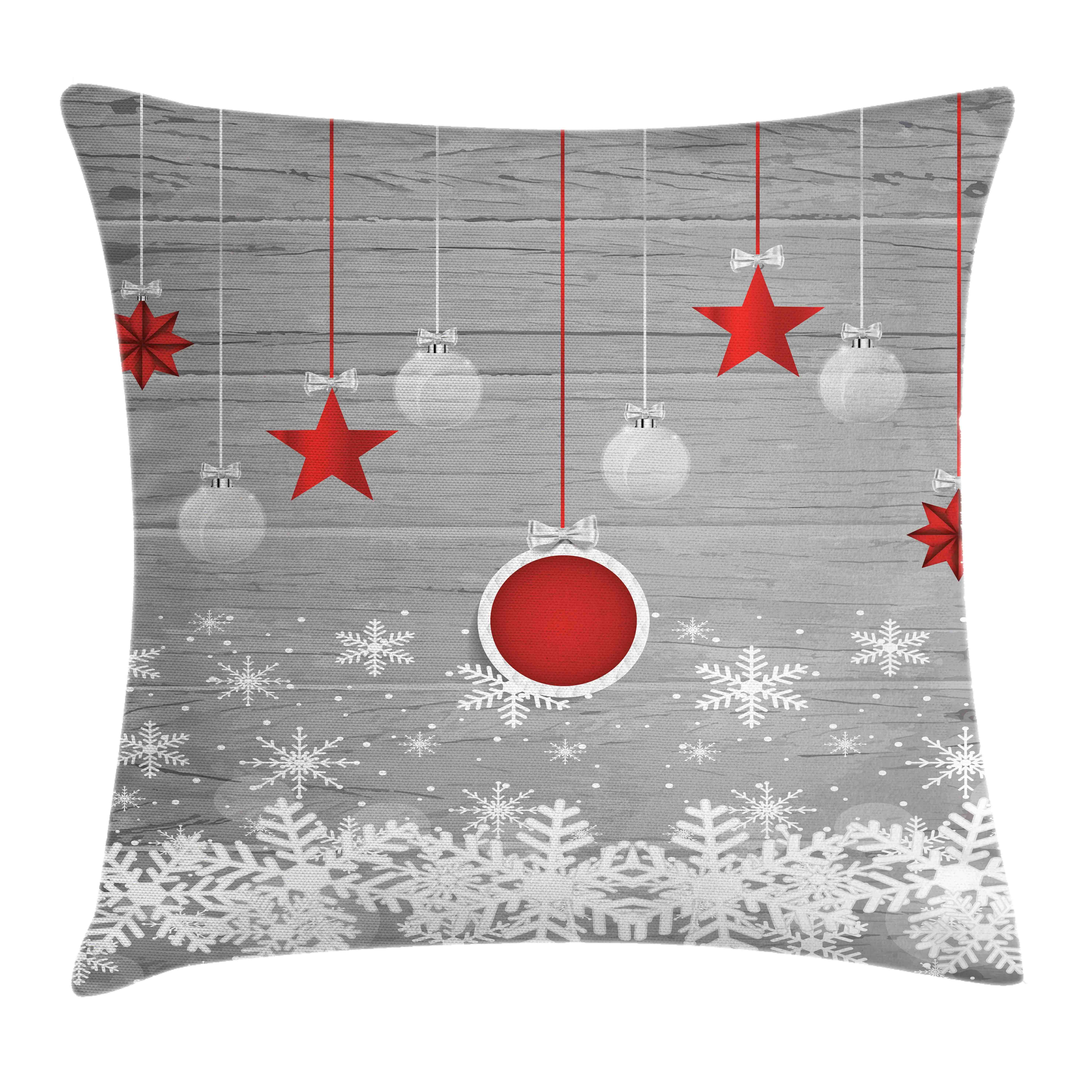 Schnee Reißverschluss Abakuhaus Klaren Farben (1 mit Sterne-Flitter Weihnachten Beidseitiger Farbfesten Druck, Kissenhülle Stück), mit Kissenbezüge Waschbar