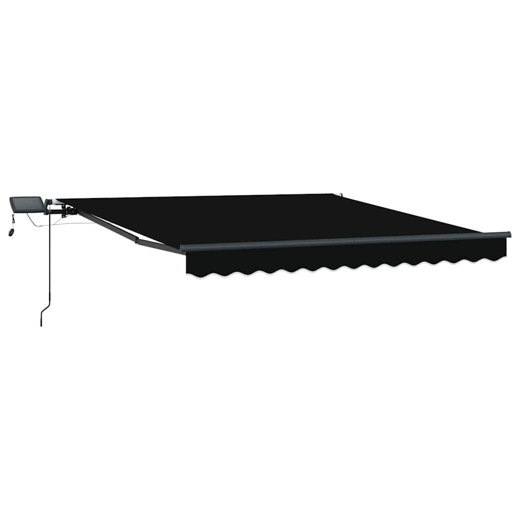 vidaXL Markise 350 x 250 cm manuelle einziehbare Markise mit LED Schwarz 350x250 cm