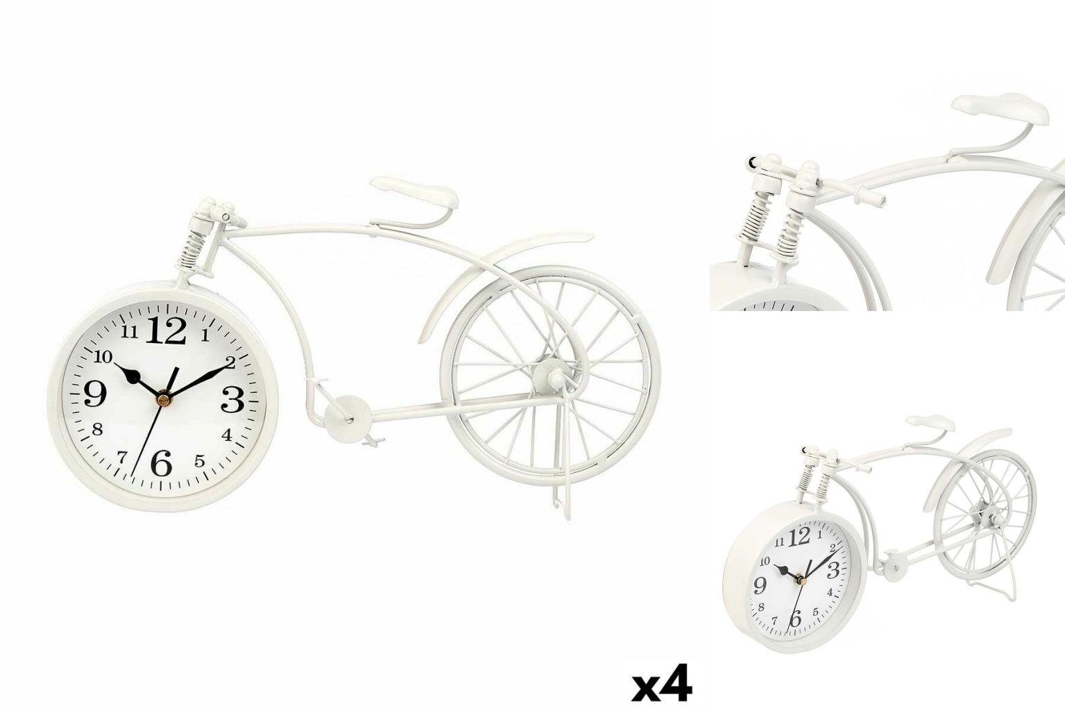 Gift Decor Uhr Tischuhr Fahrrad Weiß Metall 38 x 20 x 4 cm 4 Stück
