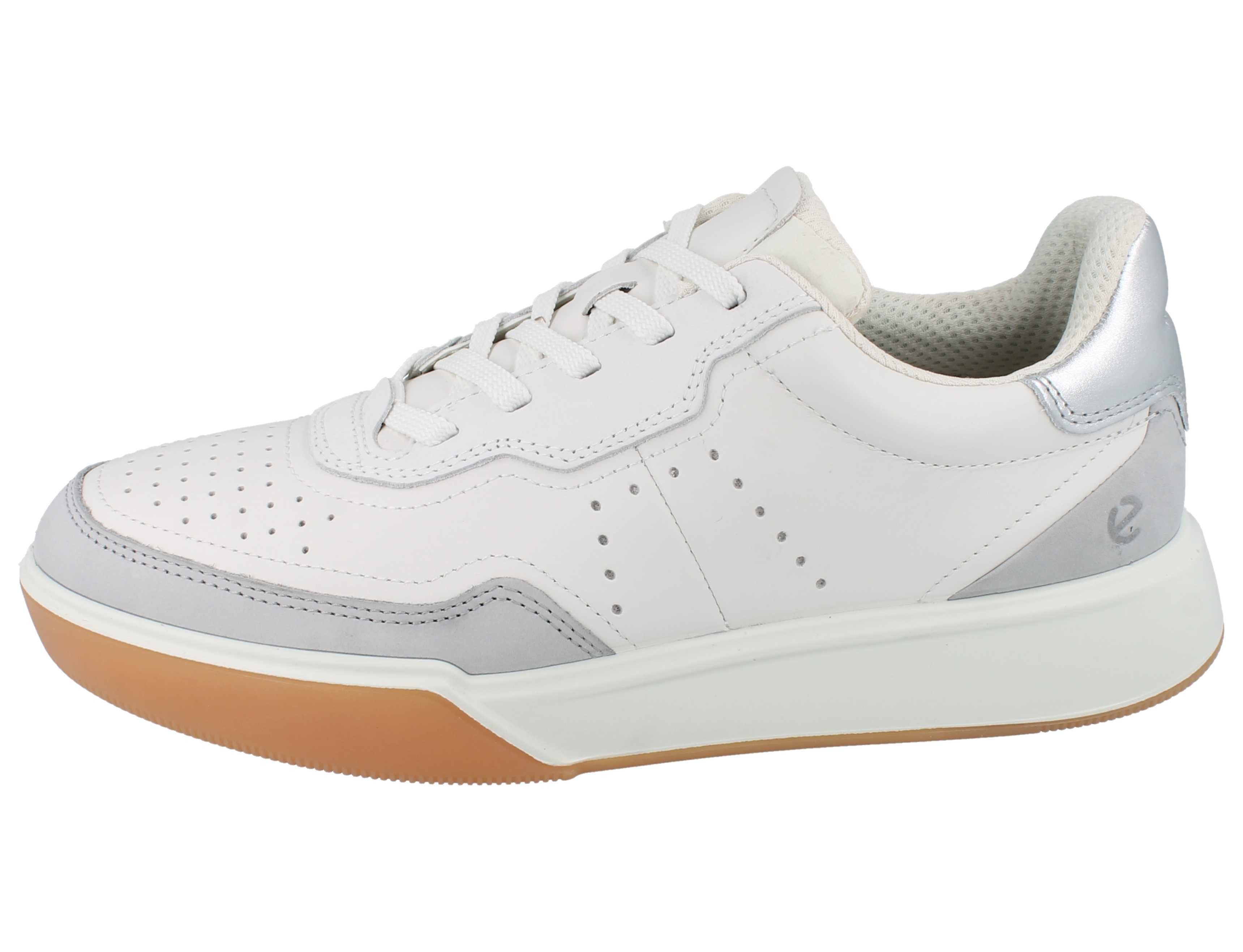 Ecco ECCO Street Court W Damen Sneaker weiss Glattleder - Größe: 39 Schnürschuh Wechselfußbett