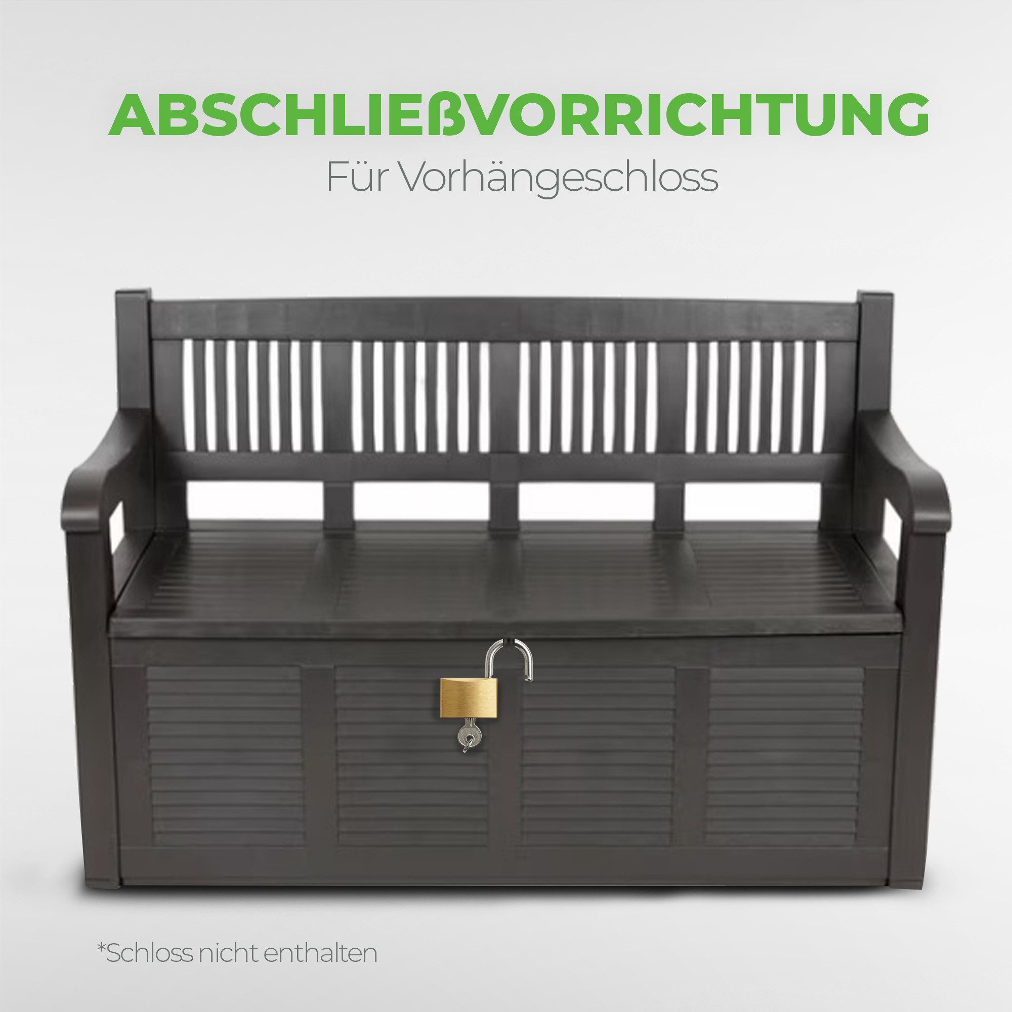 Bestlivings Gartenbank inkl. Stauraum 280L, 130x60x85 cm, Kunststoff, robust, UV- und Wetterbeständig – Bild 4 von 5