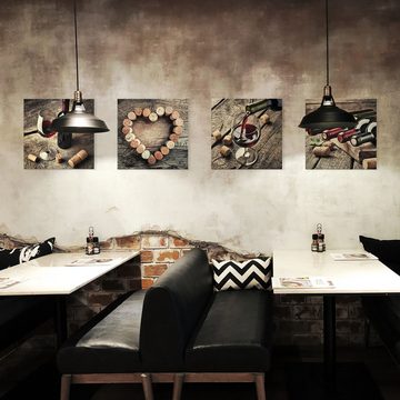 artissimo Glasbild Glasbild 30x30cm Bild Küche Küchenbild Esszimmer vintage braun rot, Essen und Trinken: Wein I