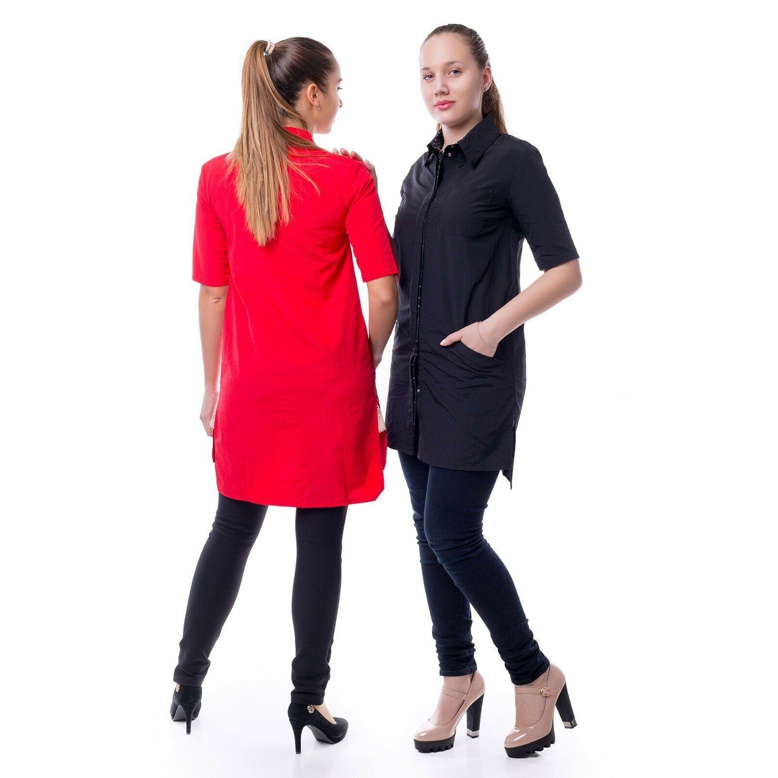 STM Company Халатschürze Hemd für Damen, Friseurhemd, Kasack, (mit Taschen, 1/2 Ärmel, für Friseure, Kosmetikerinnen), Arbeitskleidung & Berufsbekleidung