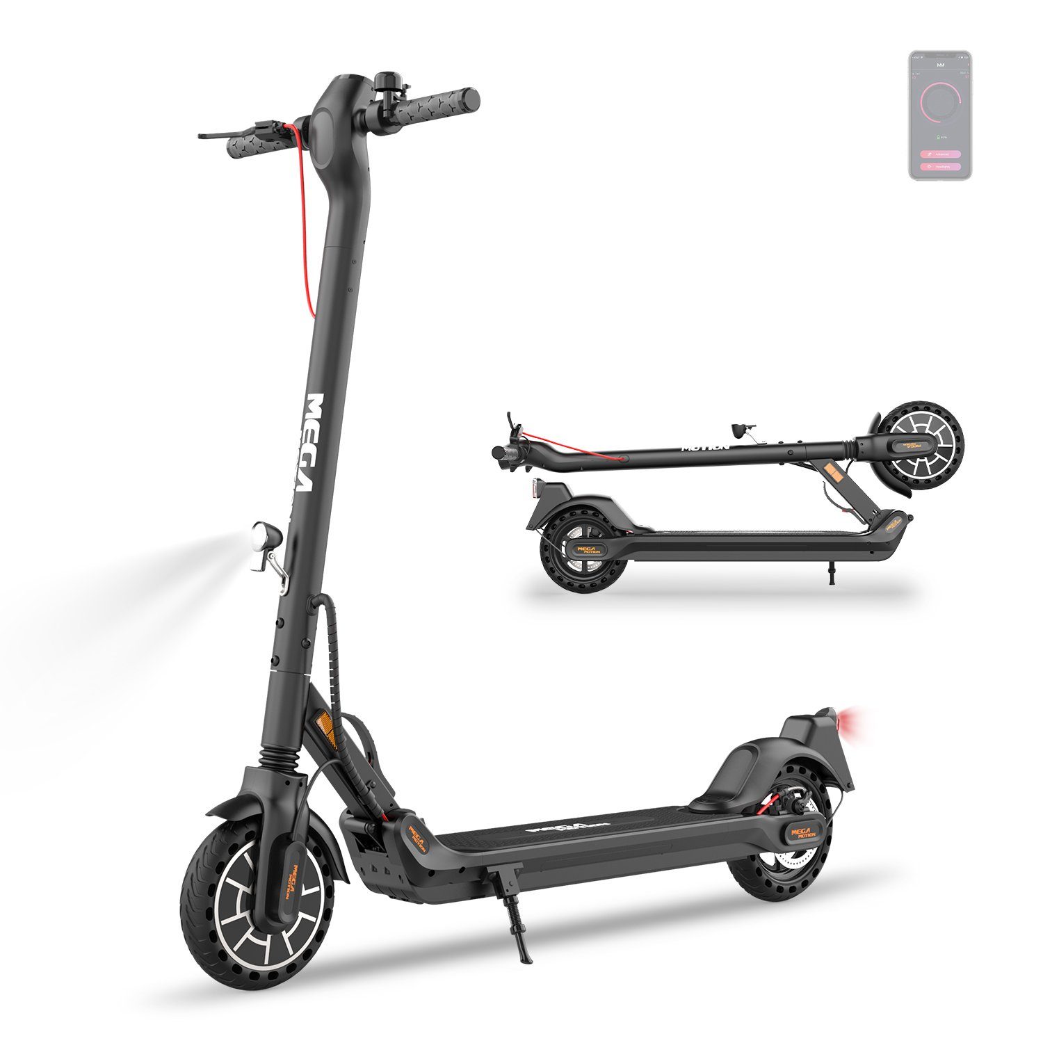 Mega Motion E-Scooter M5 E-ROLLER Max. range 30km mit APP, 20,00 km/h, Elektroscooter elektroroller 8.5zoll mit abe,350W 19km/h