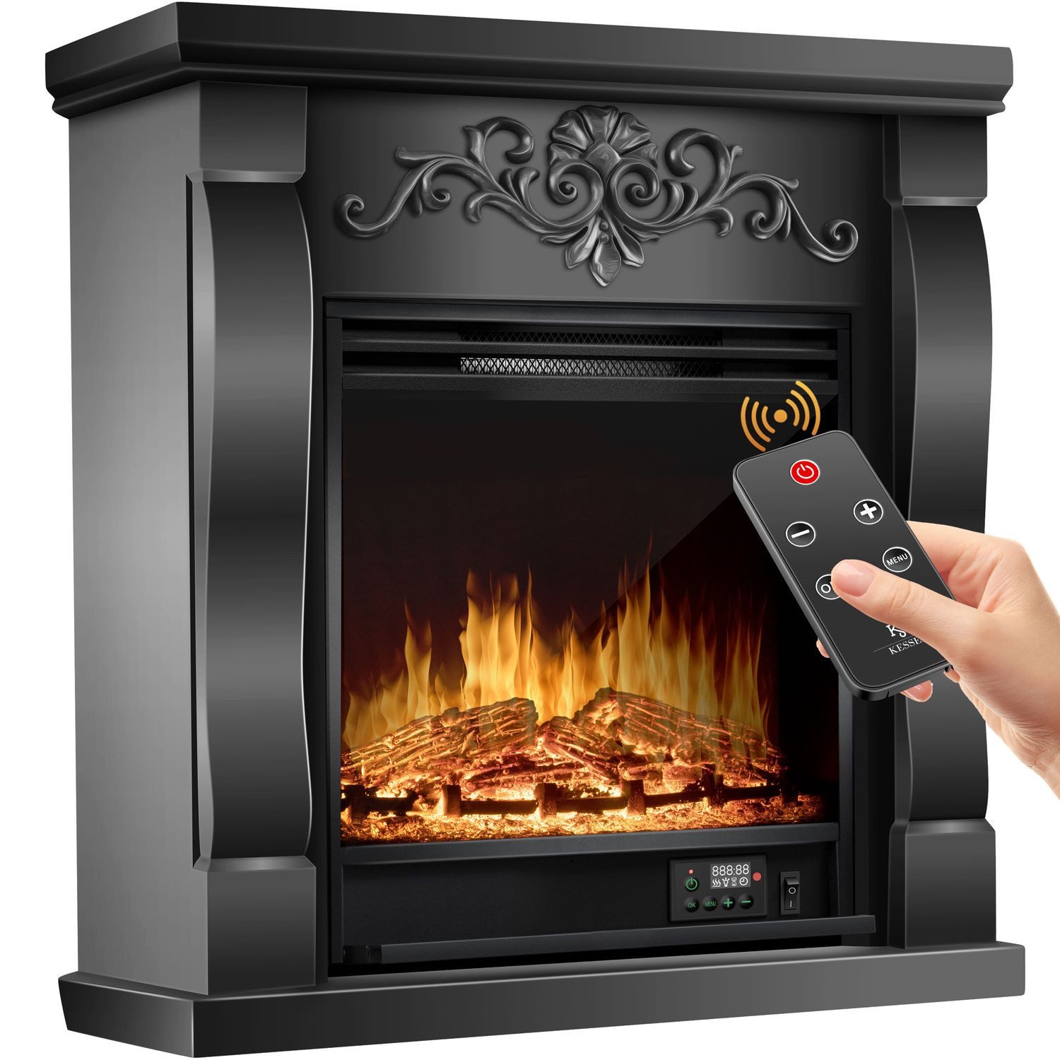 KESSER Elektrokamin, Elektrokamin Standkamin Kamin elektrisch mit LED 3D-Flamme