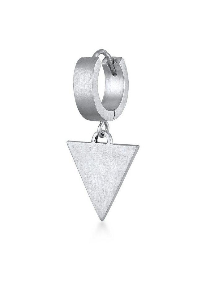 Kuzzoi Paar Creolen Single Creole Dreieck Matt 925 Sterling Silber,  Statement Ohrring im zeitlos modernen Design