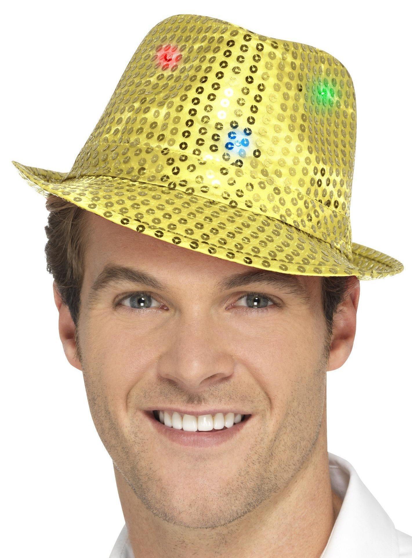 Kostüm LED Paillettenhut gold