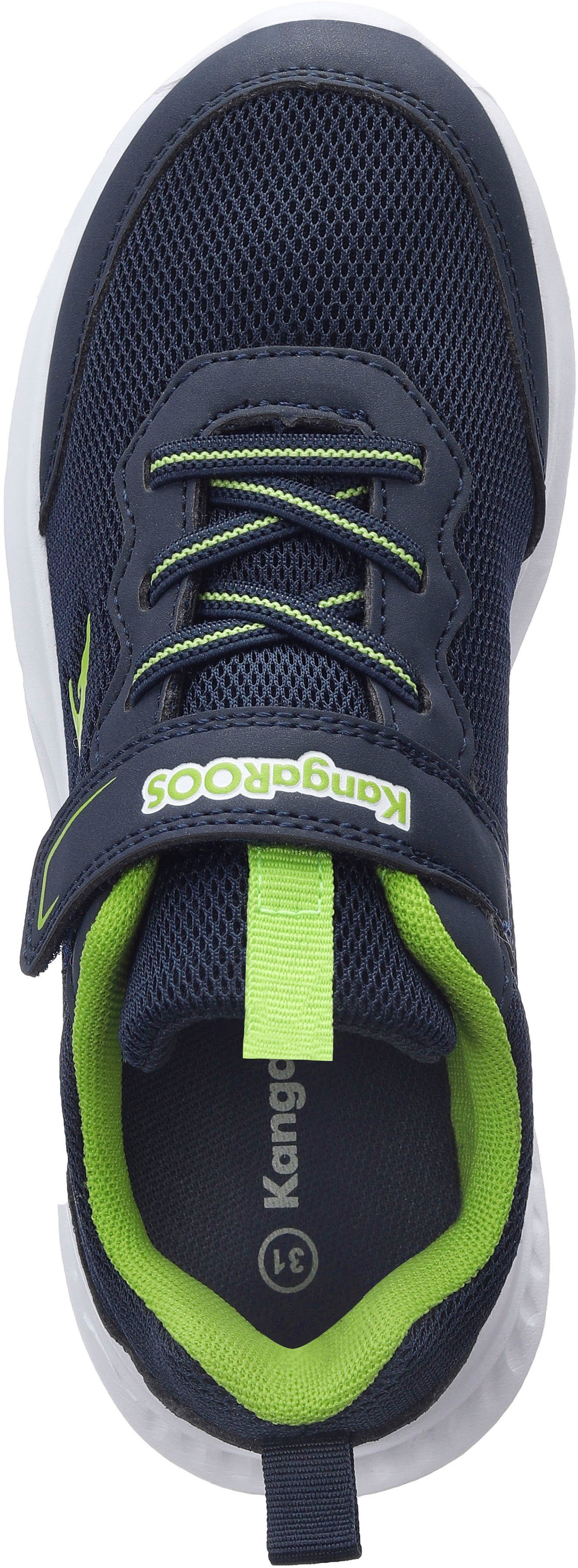 KangaROOS KL-Rise EV elastischen Klettverschluss mit Sneaker und navy-lime Schnürsenkeln