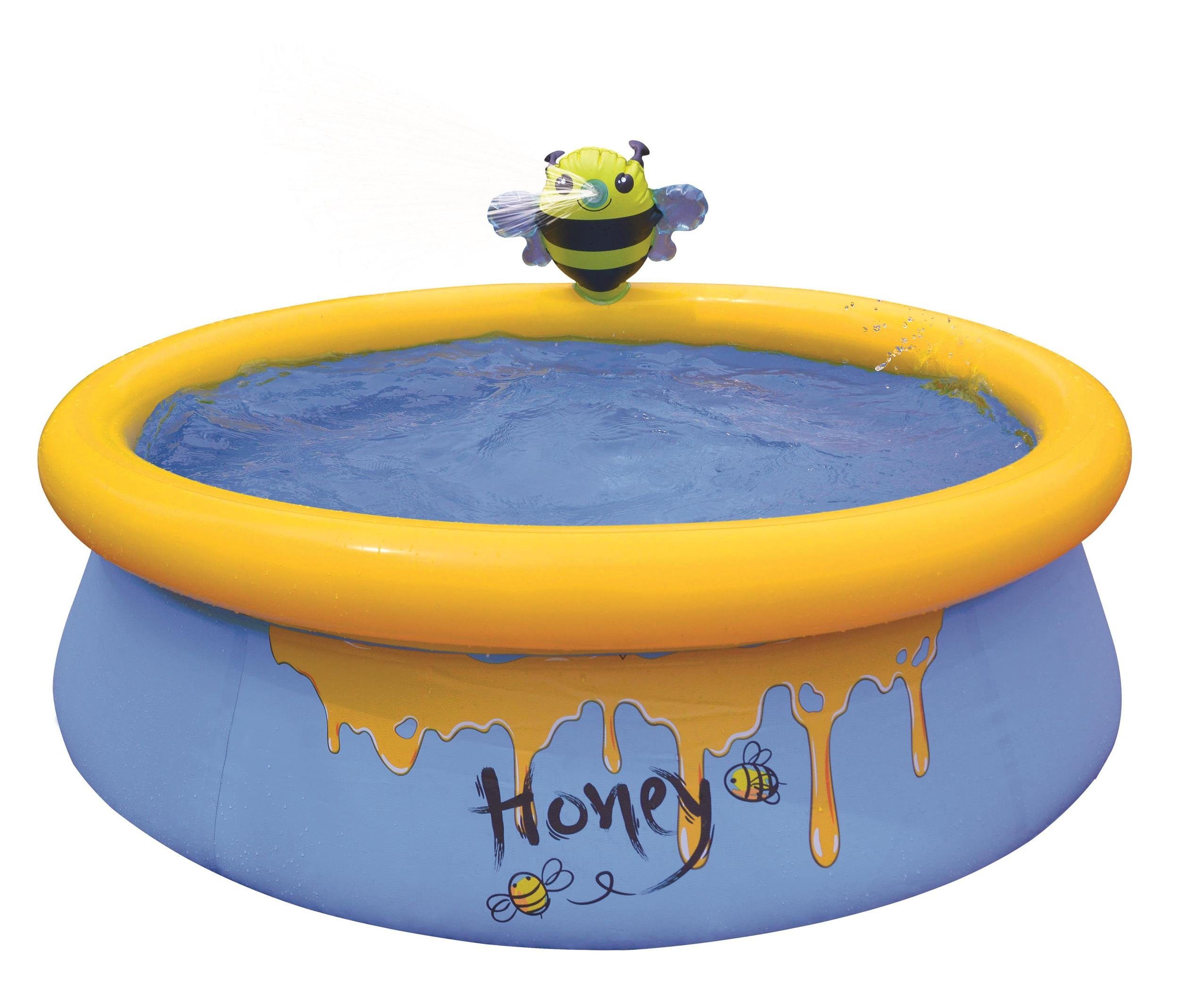 SunClub Planschbecken Wassersprühender Bienen Pool Ø 150 x 41 cm, (Kinderpool mit aufblasbarem Luftring, 1-tlg), mit wassersprühender Biene
