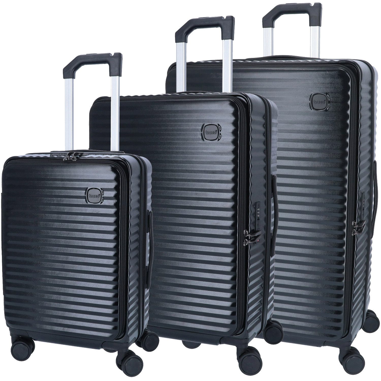 TheTrueC Koffer TheTrueC 4 Rollen Trolley 3er Set S/M/L - MONACO Black, 4 Rollen Rollen