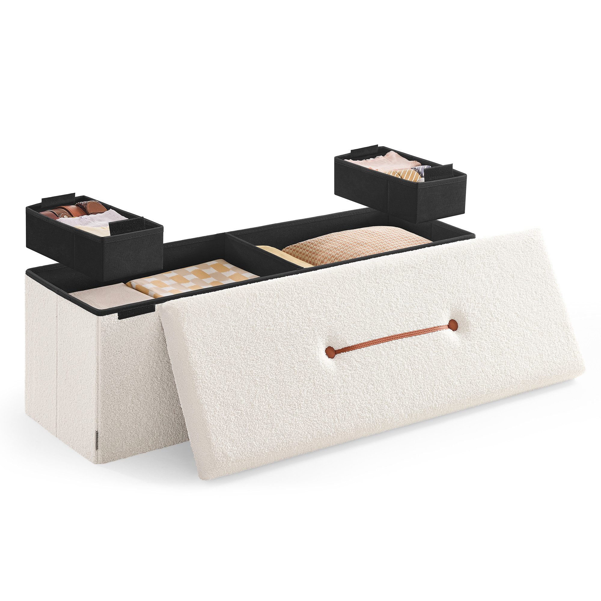 SONGMICS Sitzbank, mit Stauraum, faltbarer Sitzhocker, 38 x 11 x 38 cm bis günstig online kaufen