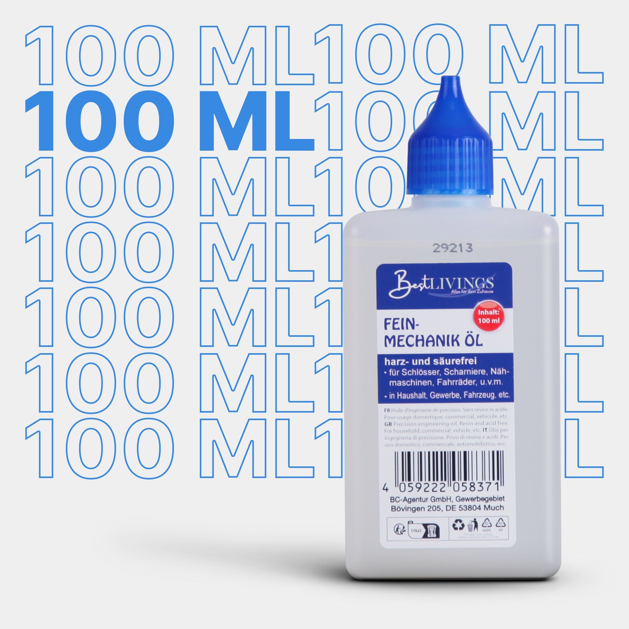 Bestlivings Universalöl Flasche, 200 ml, (2 x 100ml), für Haushalt, Gewerbe, Fahrzeug & Garten, Harzt nicht, geruchsneutral