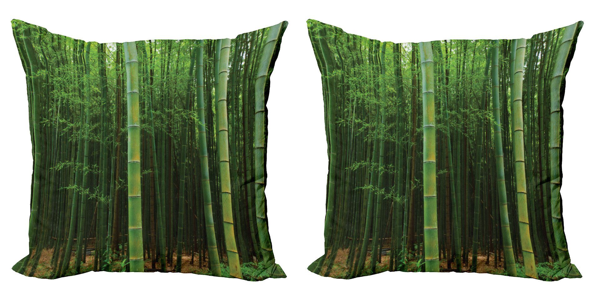 Kissenbezüge Modern Accent Doppelseitiger Digitaldruck, Abakuhaus (2 Stück), Grün Exotische Bambus-Wald