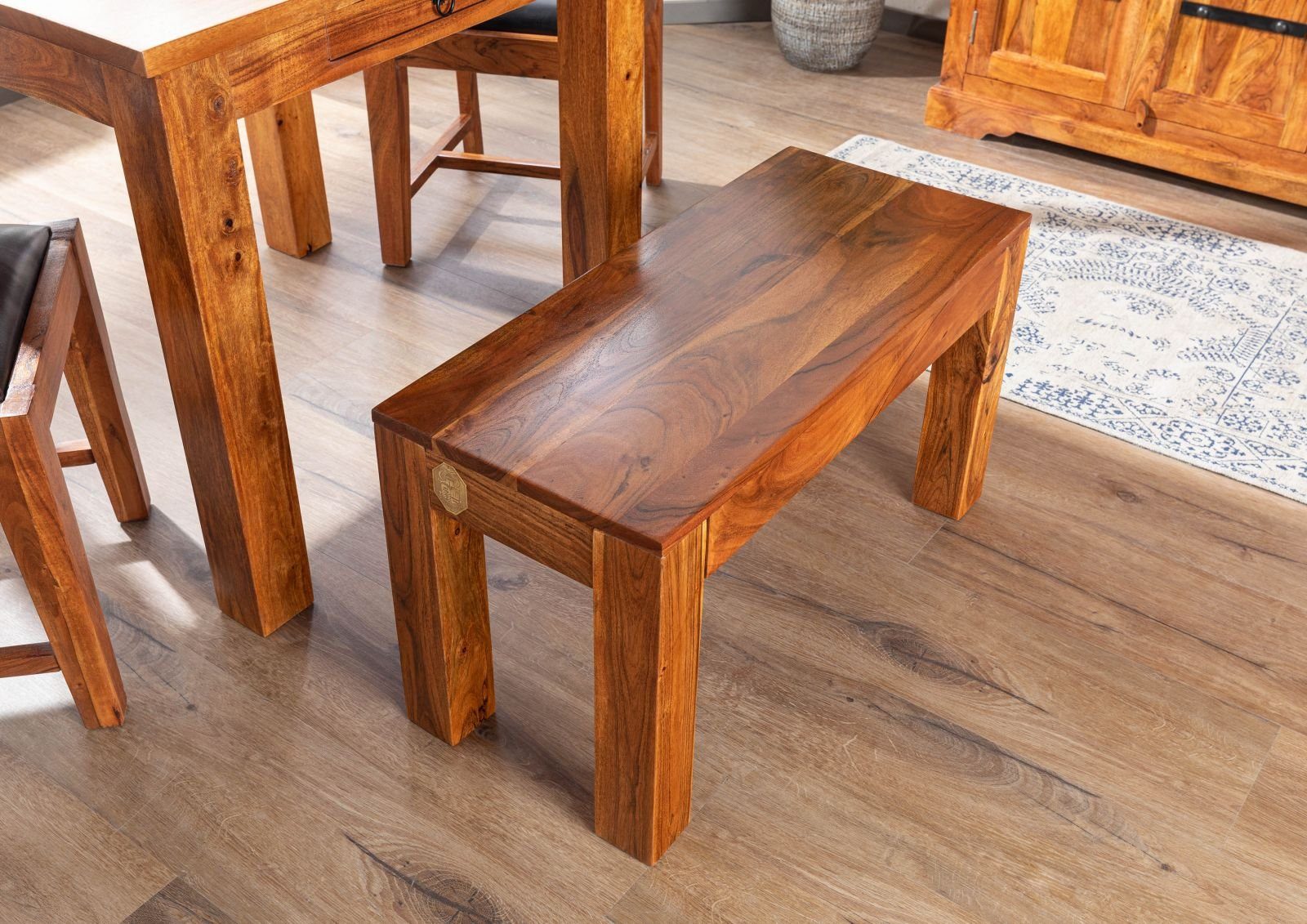 Massivmoebel24 Bank OXFORD (Bank Akazie 80x35x45 honig lackiert OXFORD #11), Bank Akazie 80x35x45 honig lackiert OXFORD #11