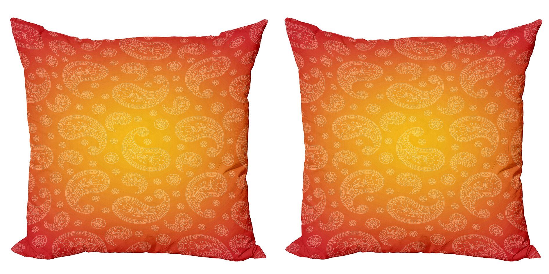 Kissenbezüge Modern Accent Doppelseitiger Digitaldruck, Abakuhaus (2 Stück), Orange Ombre Blumen