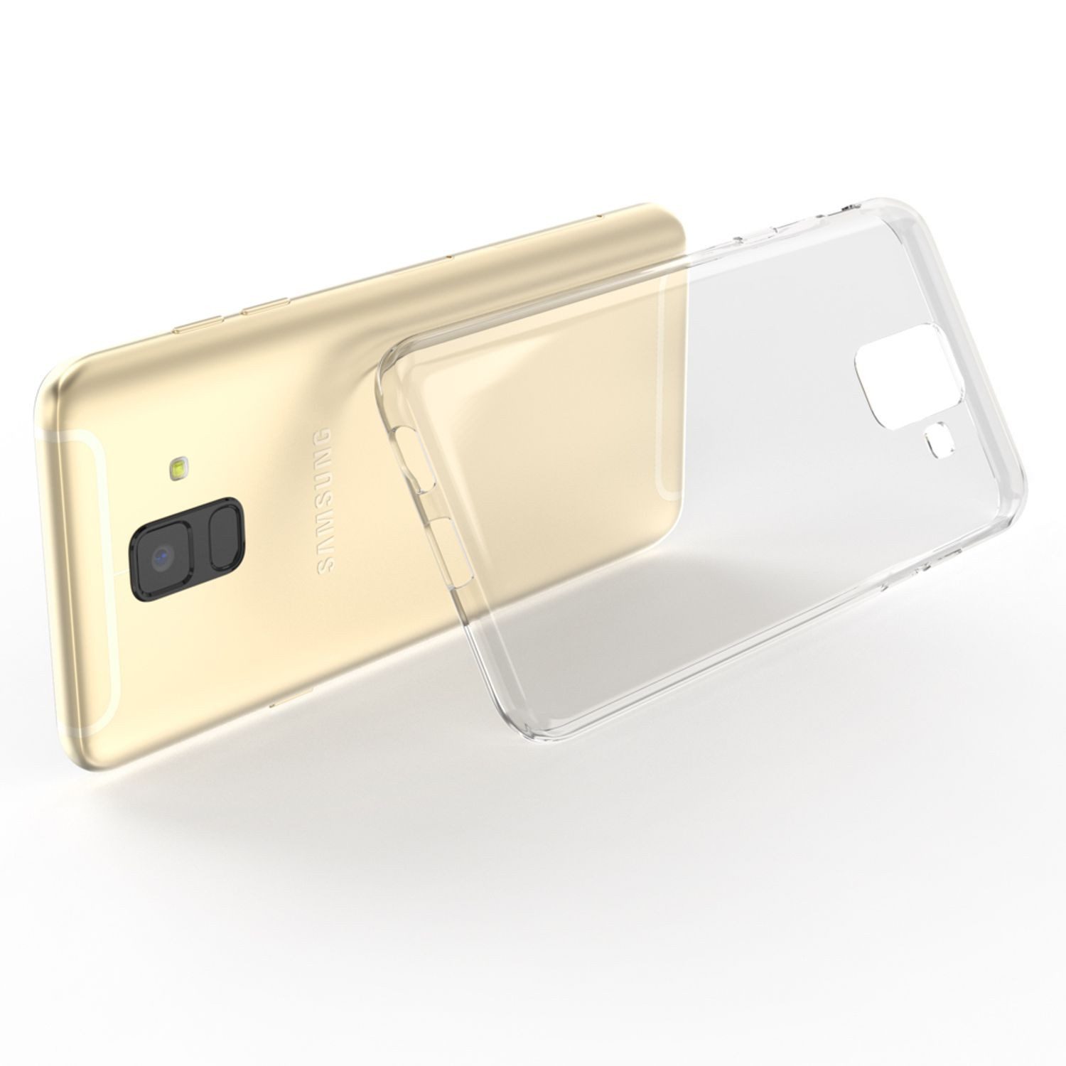Nalia Smartphone-Hülle Samsung Galaxy A6 14,2 cm (5,6 Zoll), GLAZE Case - Transparentes Silikon, Anti-Watermark & Schlank