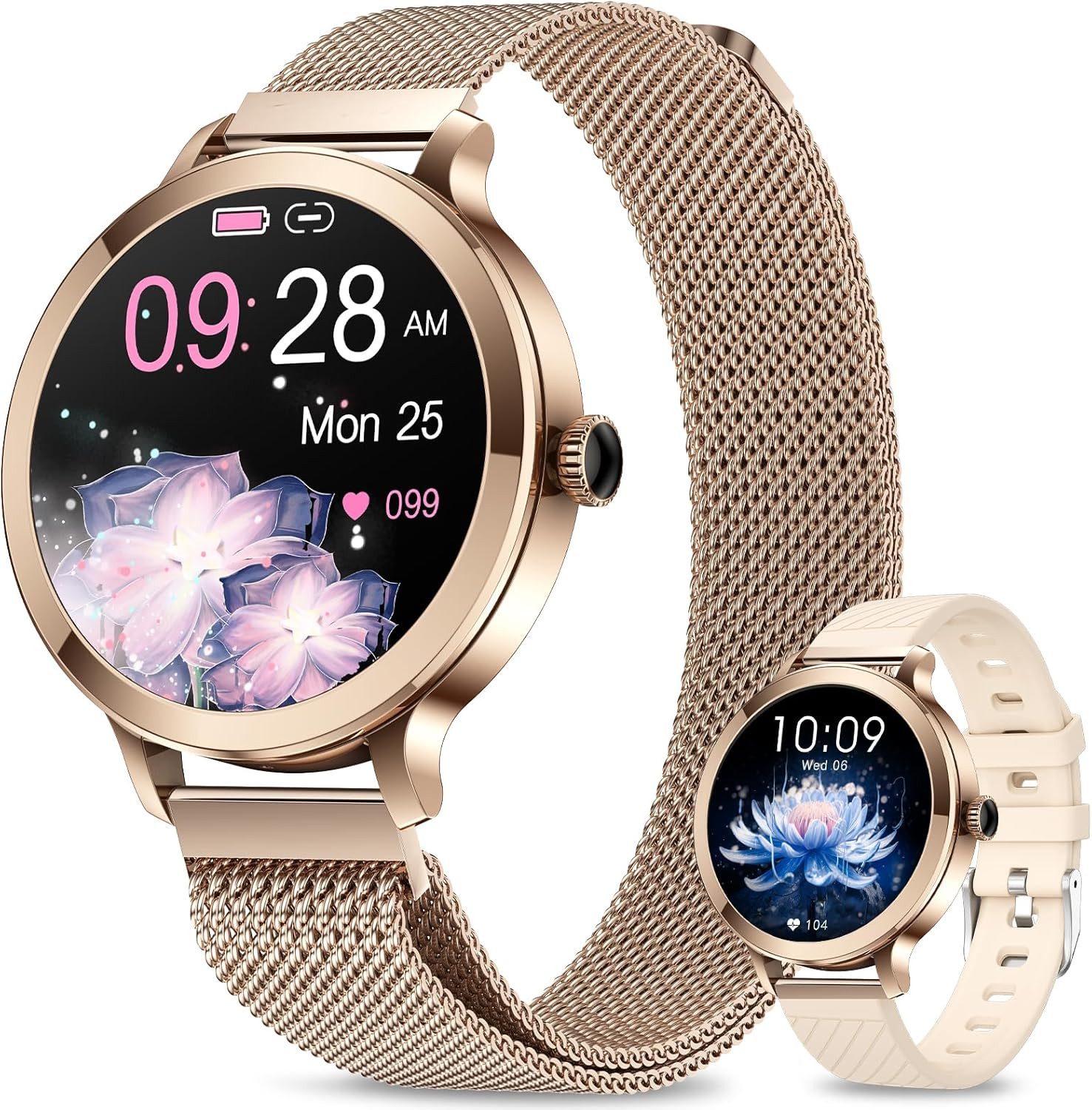fitonyo montre connectée femme Smartwatch (2,7 cm, android ios), Damen Smartwatch mit AMOLED Display Fitness Tracker