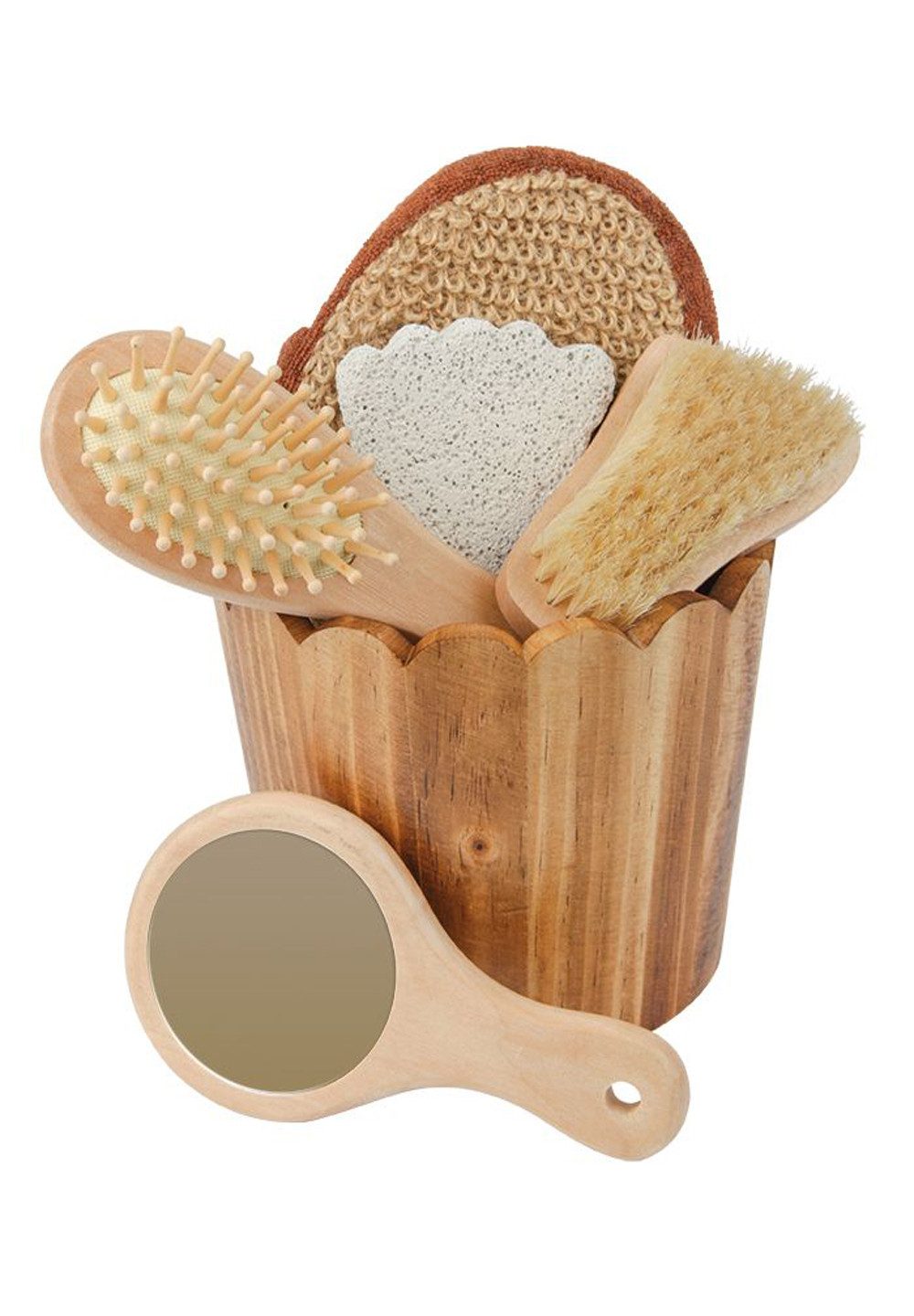 Croll & Denecke Wellness-Pflegeset 40102, 6-tlg., Wellness Geschenk Set, Geschenkset Bambus in Holzbox