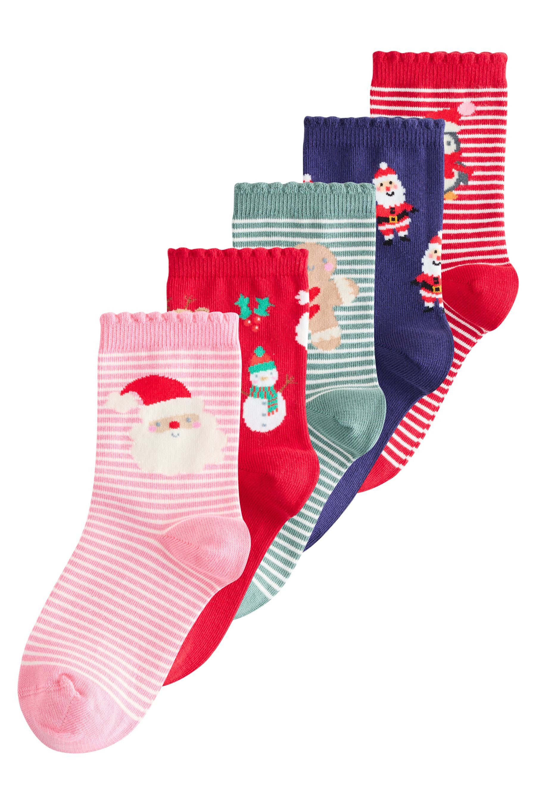 Kurzsocken 5er-Pack Söckchen Weihnachtsmotiv mit Baumwolle