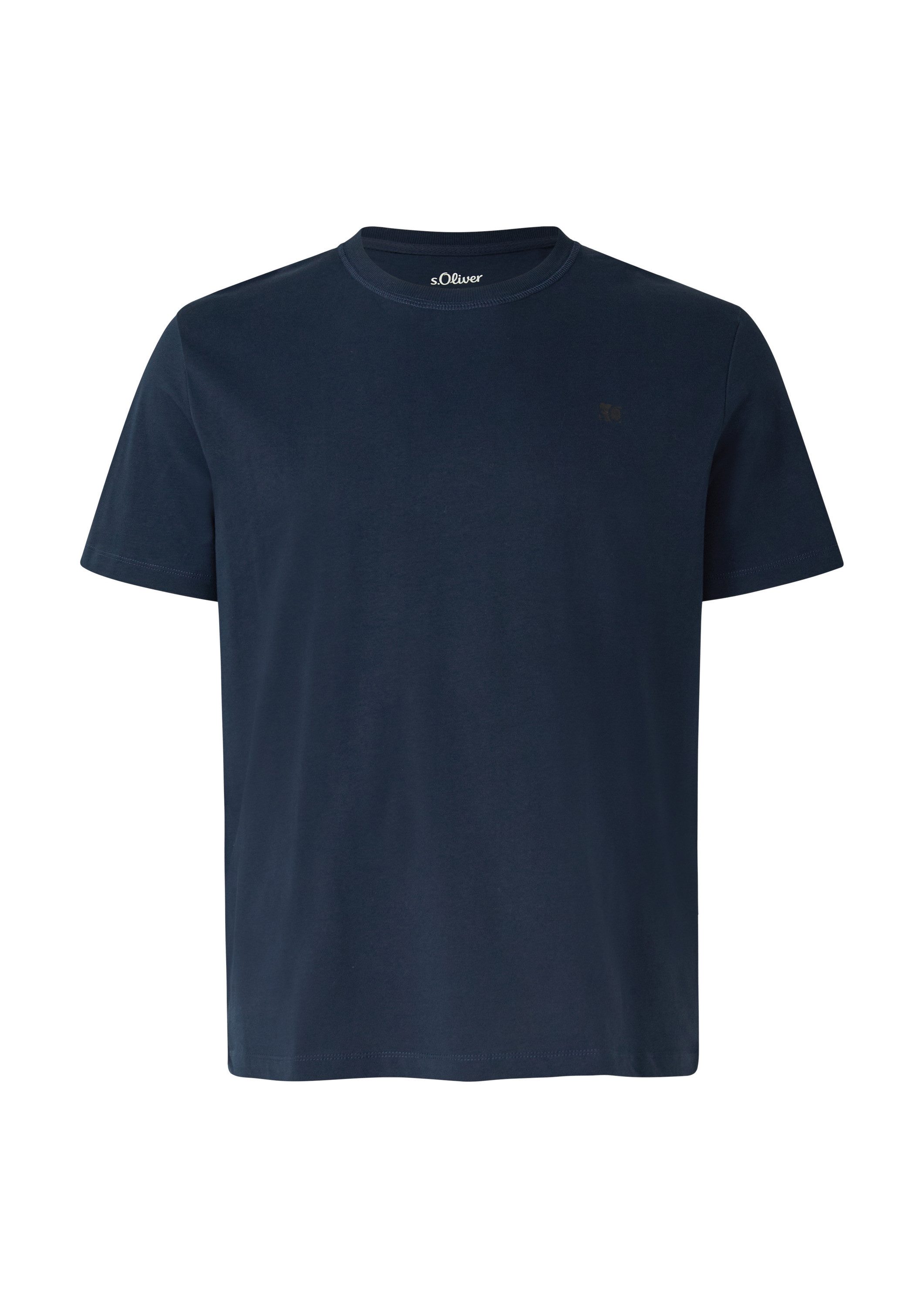 s.Oliver Kurzarmshirt T-Shirt Heavy Jersey T-Shirt mit Crew Neck und Logo-Print