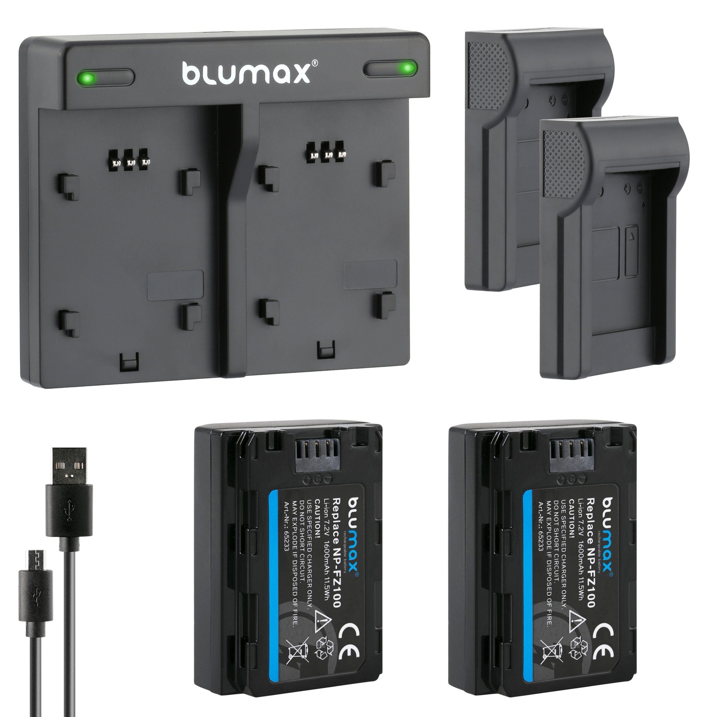 Blumax Set mit Lader für Sony NP-FZ100 Alpha 1600 mAh Kamera-Akku