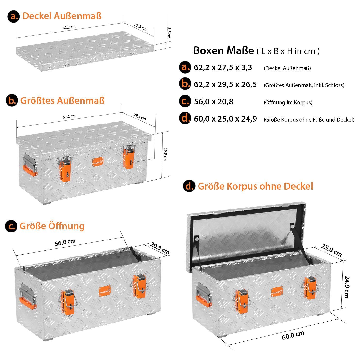 bis R37 Riffelblechbox ALUBOX 470 Werkzeugkoffer ALUBOX Liter